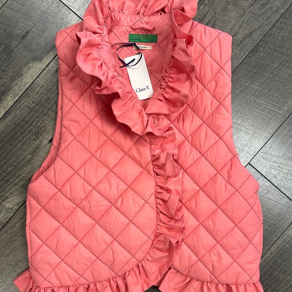 Clare V Jackets & Blazers - NWT Clare V coral ruffled quilted vest s